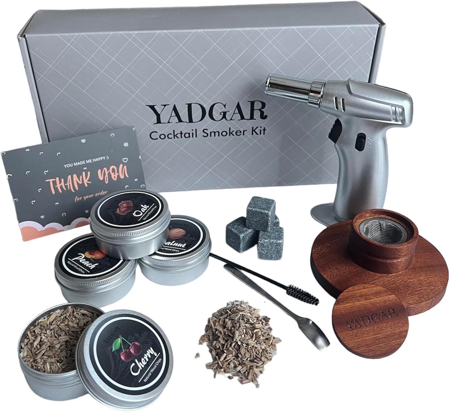 Premium Cocktail Smoker Kit - 4 Wood Chips, Gift Set