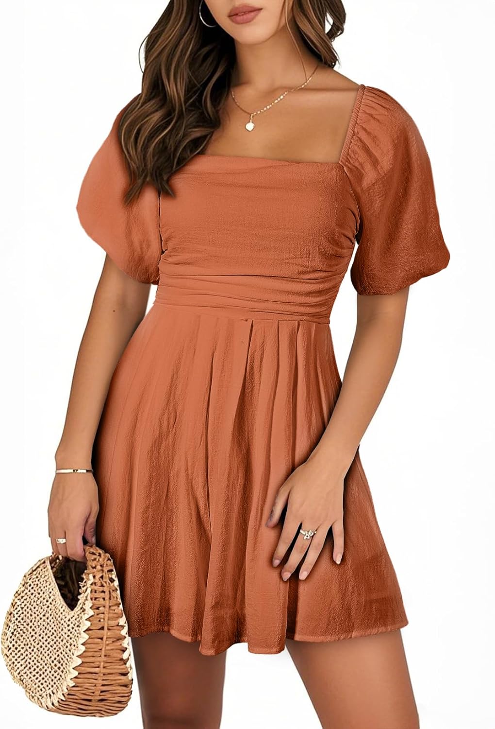AlvaQ Womens Summer Cute Puff Sleeve Mini Short Romper