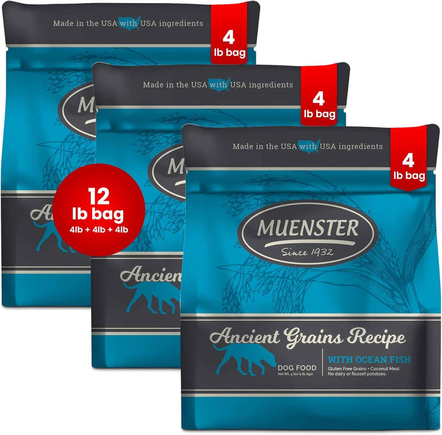Muenster Ancient Grains Ocean Fish Dry Dog Food for Small Breeds