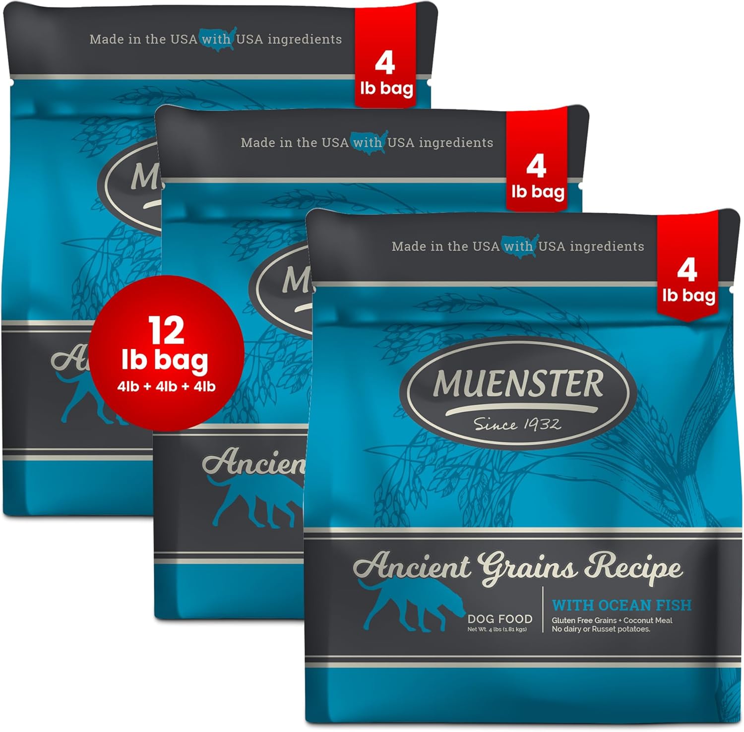 Muenster Ancient Grains Ocean Fish Dry Dog Food for Small Breeds