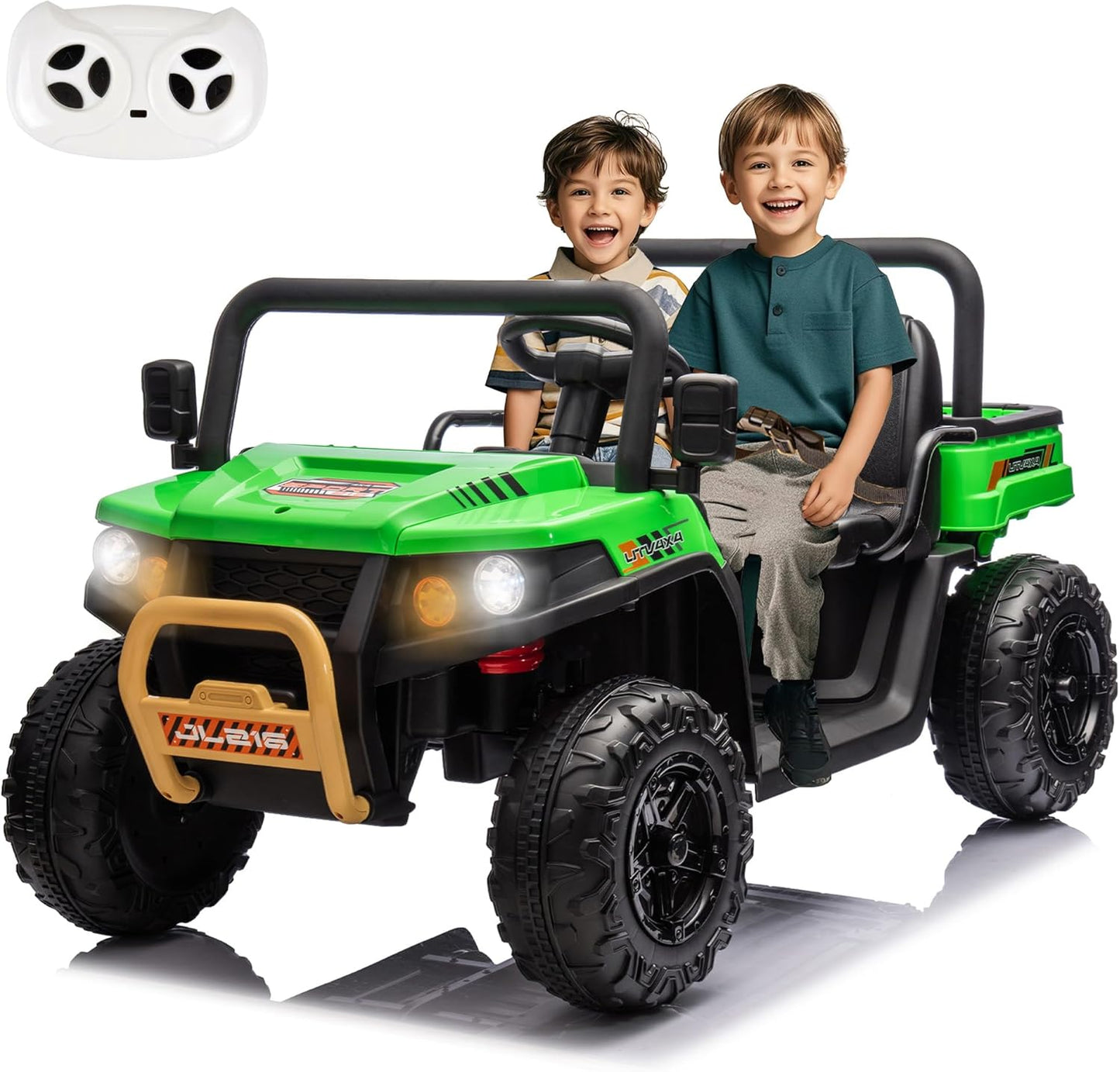 Ultimate 2-Seater Ride-On Dump Truck for Big Kids - Remote Control, LED Lights, Music