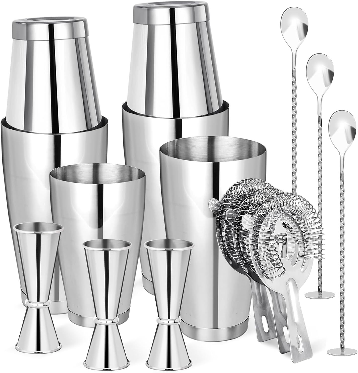 Professional Bartender Kit - 15 Pcs Stainless Steel Shaker Set