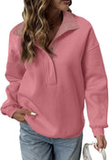 BLENCOT Sweatshirt for Women Quarter Button Oversized Collared