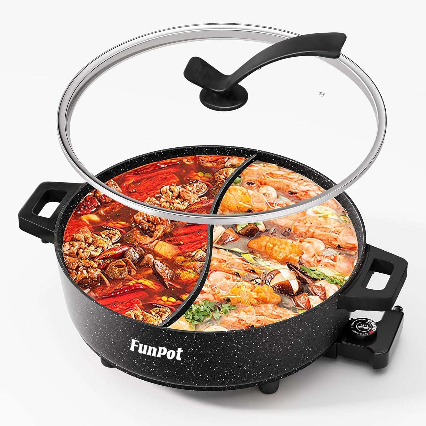 Electric Hot Pot with Divider for Double Flavor Cooking