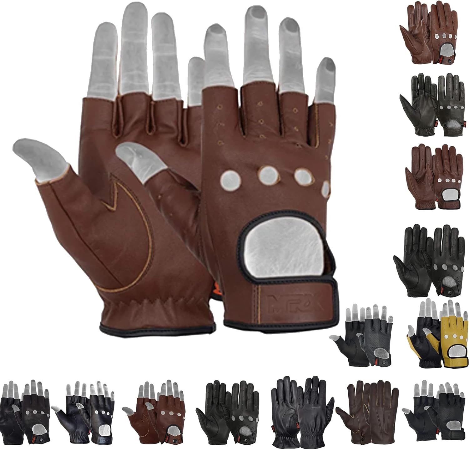 MRX Fingerless Goat Leather Gloves - Breathable & Durable!