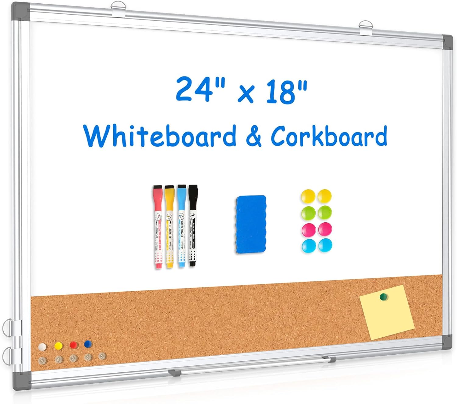 Double-Sided Whiteboard Cork Board Combo for Home and Office