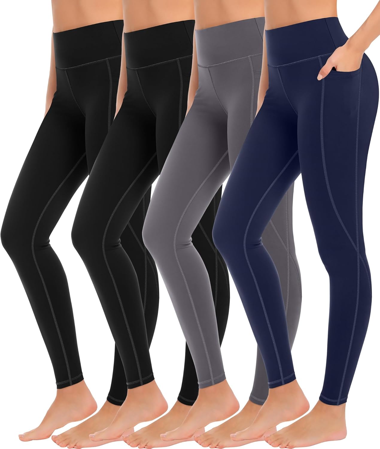 MIRITY Yoga Leggings with Pockets for Women - High Waist Tummy Control