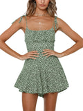 Women Boho Floral Short Romper Smocked Waist - Summer Ready