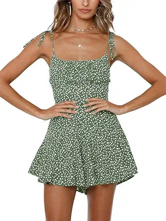 Jeanewpole1 Women's Floral Wide Leg Rompers for Summer Fun
