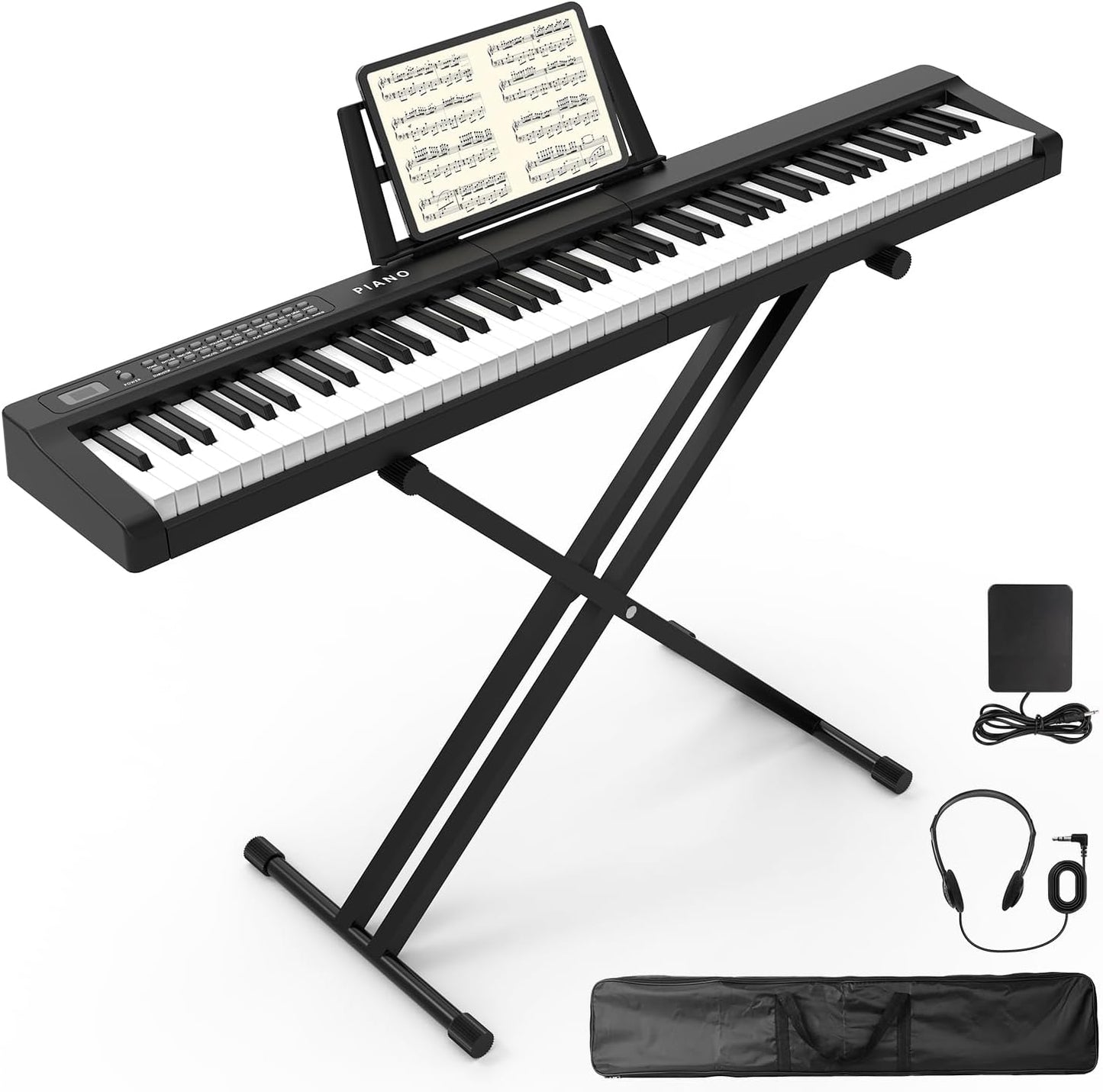 88-Key Digital Piano Set: Full-Size, Semi-Weighted, Bluetooth - Ideal for Beginners!