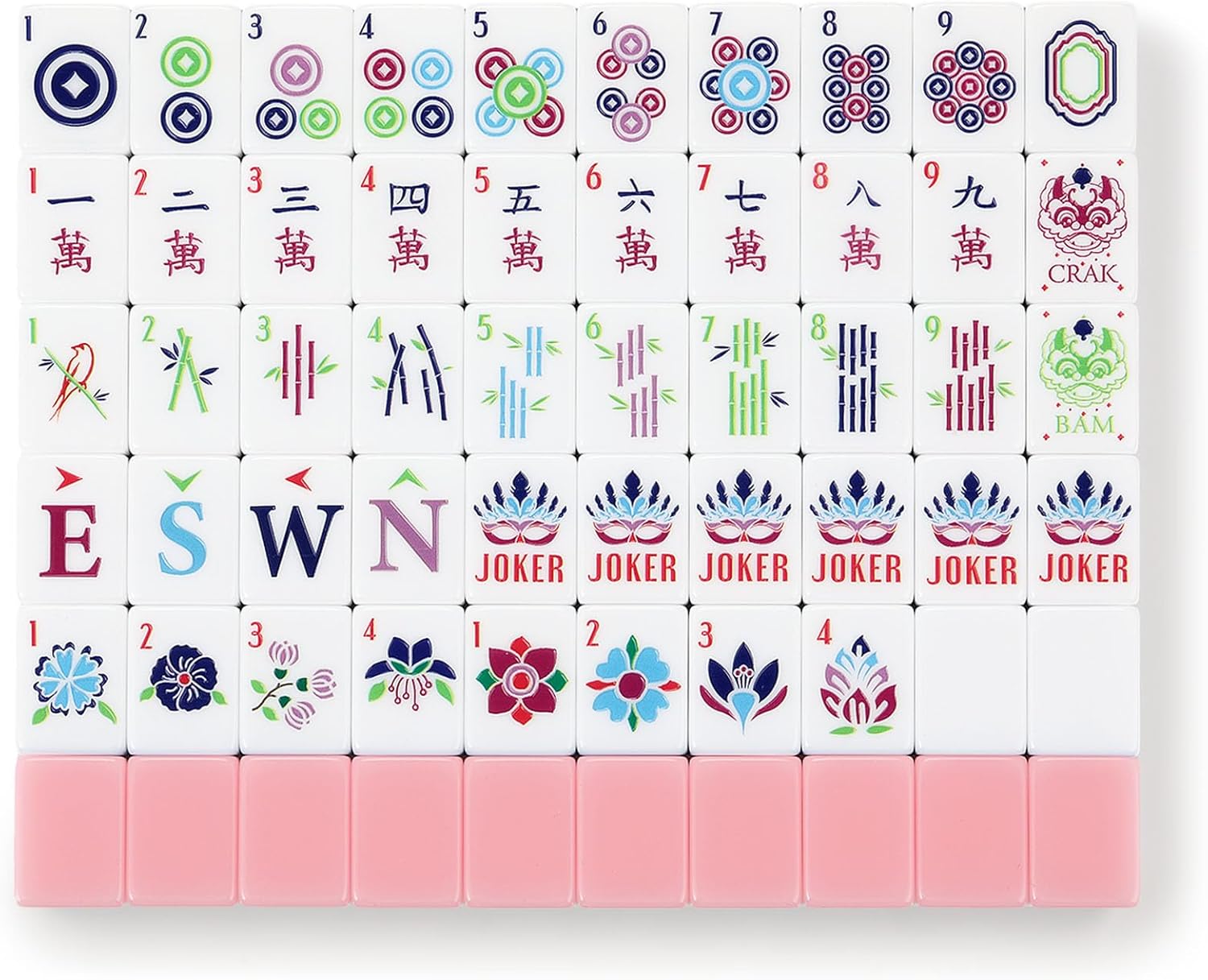 American Mahjong Tile Set with 166 White Pink Acrylic Tiles