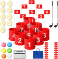Golf Games Yard Set with LED Lights and Clubs - Portable 9-Hole Game