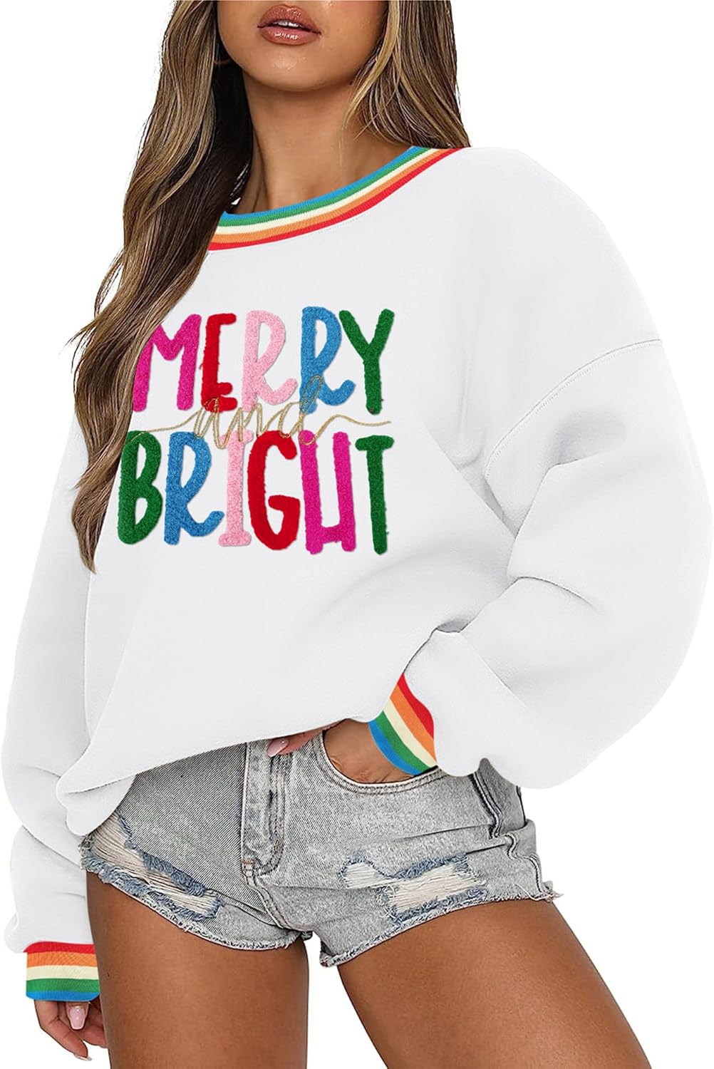 LOMON Crewneck Sweatshirt for Women Casual Oversized Pullover