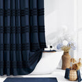 Navy Blue Tufted Chenille Shower Curtain 108x72 in - Extra Wide