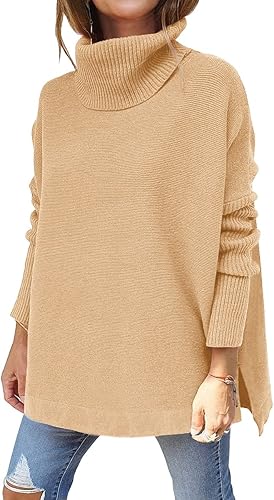 LILLUSORY Women's Turtleneck Oversized Sweater for Fall Style