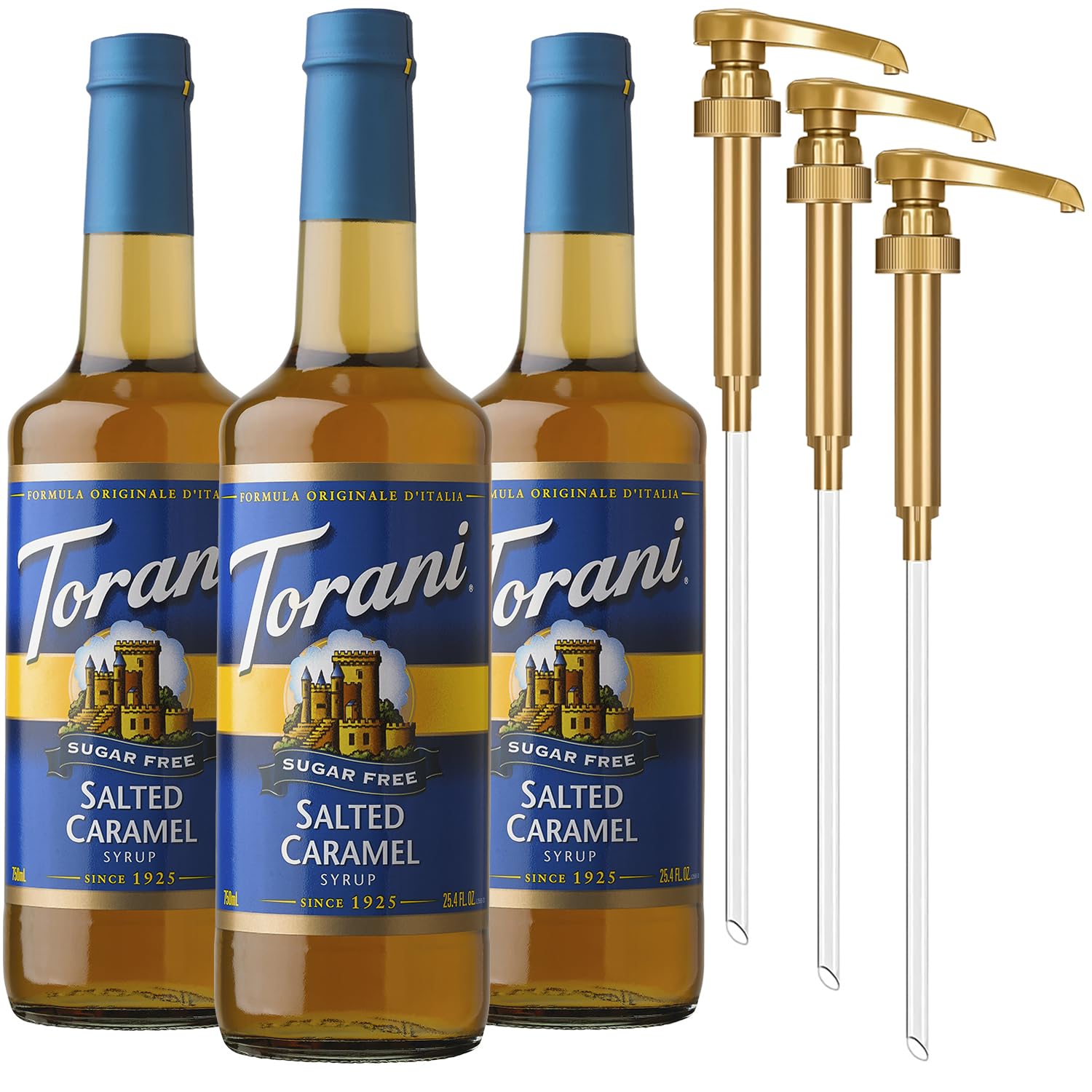 Torani Sugar Free Coffee Syrup, Salted Caramel 3-Pack for Drinks