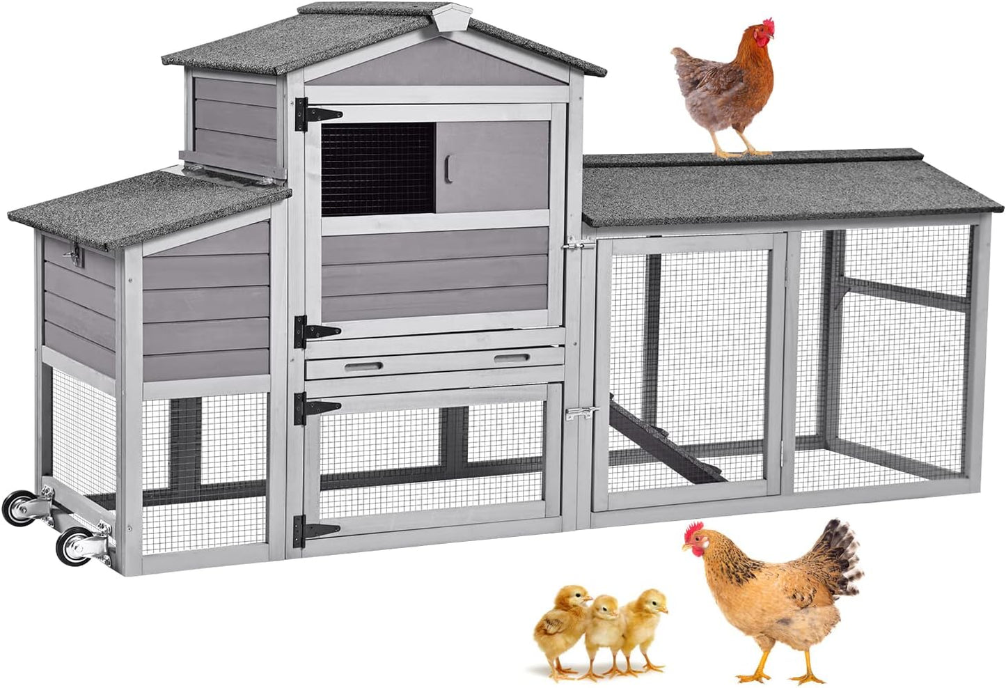 Aivituvin 80in Chicken Coop Mobile Hen House with Wheels