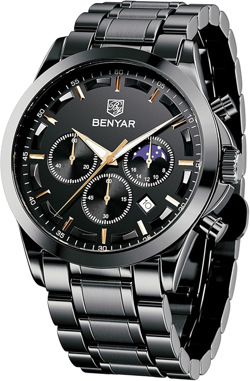 BY BENYAR Mens Watches Analog Quartz Chronograph Waterproof Style