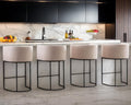 RIVOVA Contemporary Cream Linen Bar Stools Set of 4