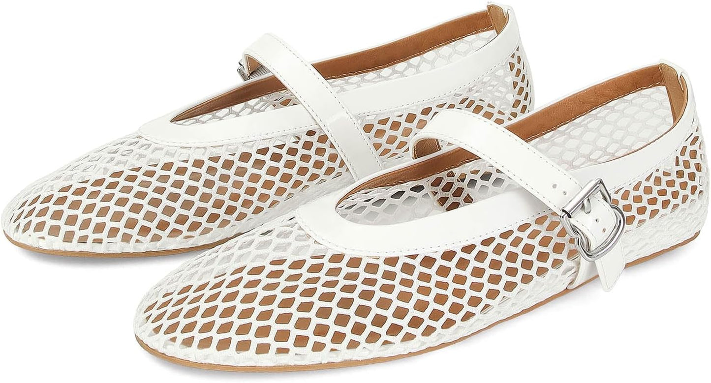 Stylish Mesh Ballet Flats for Women - Comfortable Mary Jane Shoes