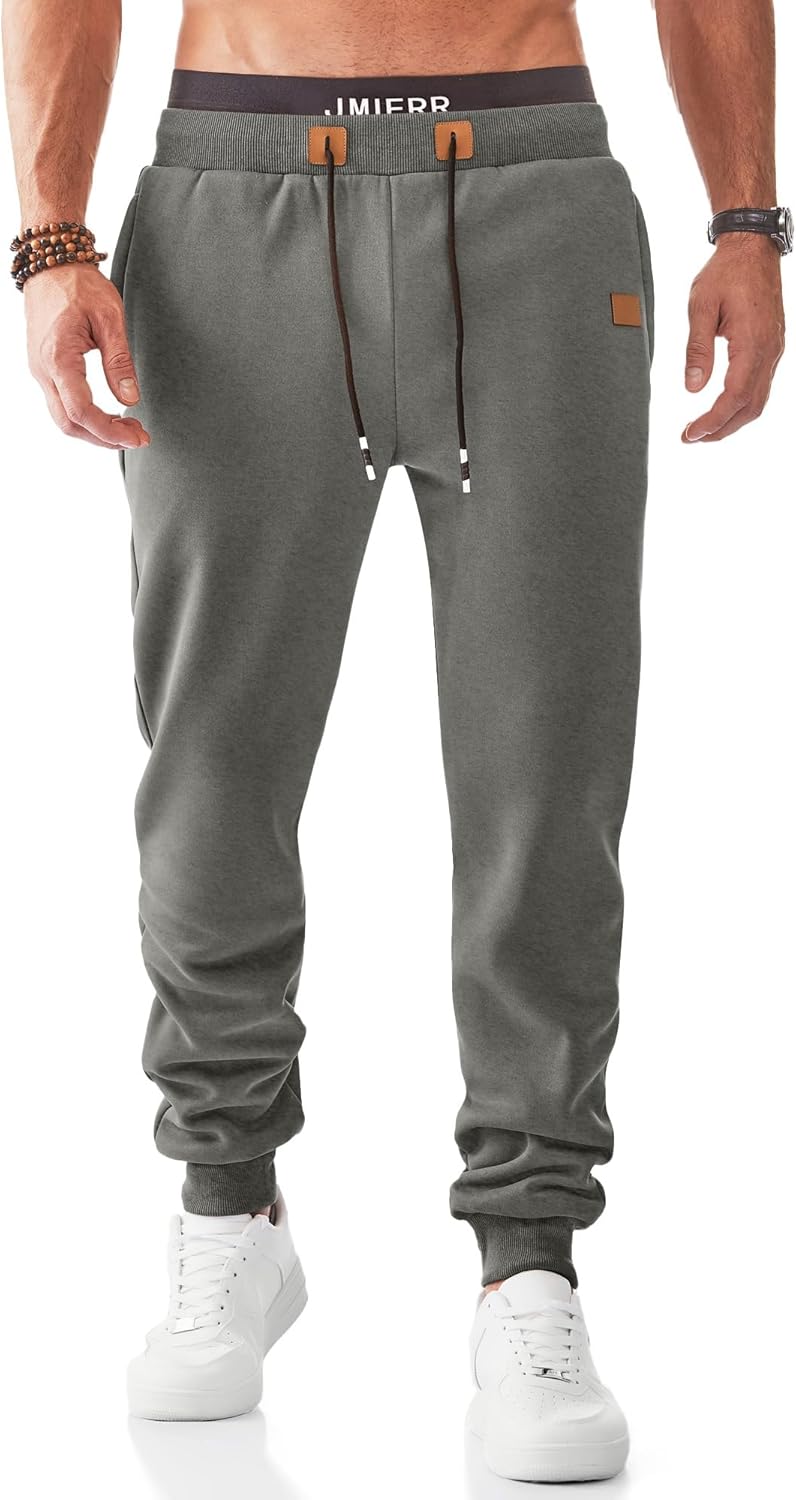 JMIERR Men's Fleece Sweatpants with Zipper Pockets for Comfort