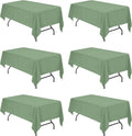 Sage Green Tablecloths for 6 ft Rectangular Tables - 6 Pack