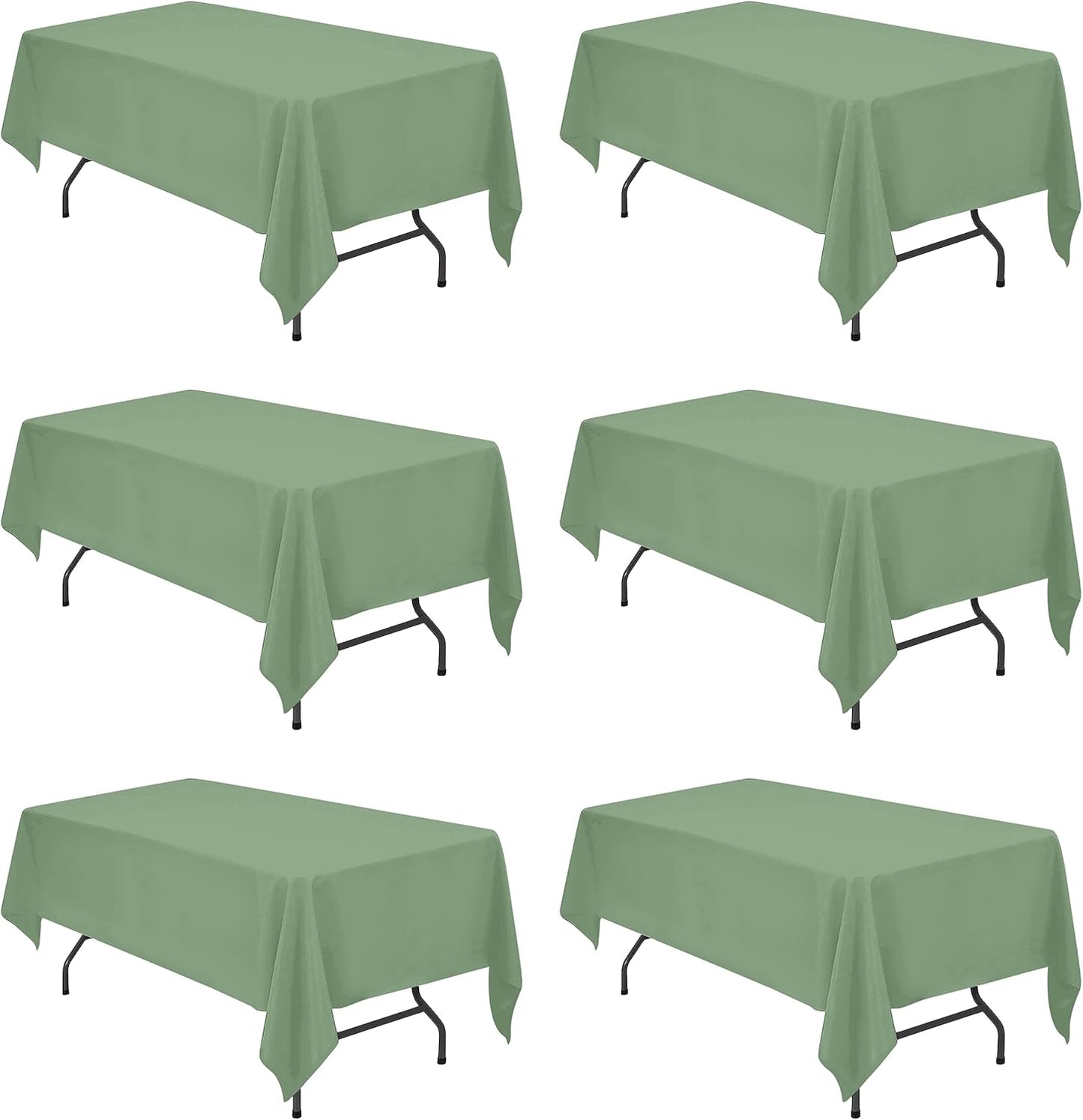 Sage Green Tablecloths for 6 Foot Rectangle Tables - 6 Pack