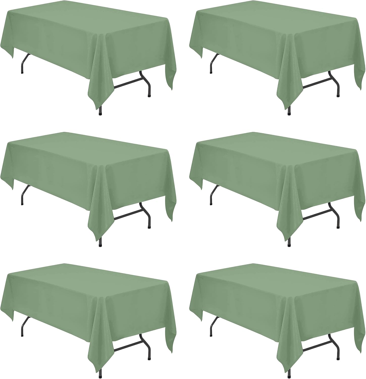 Sage Green Tablecloths for 6 Foot Rectangle Tables - 6 Pack