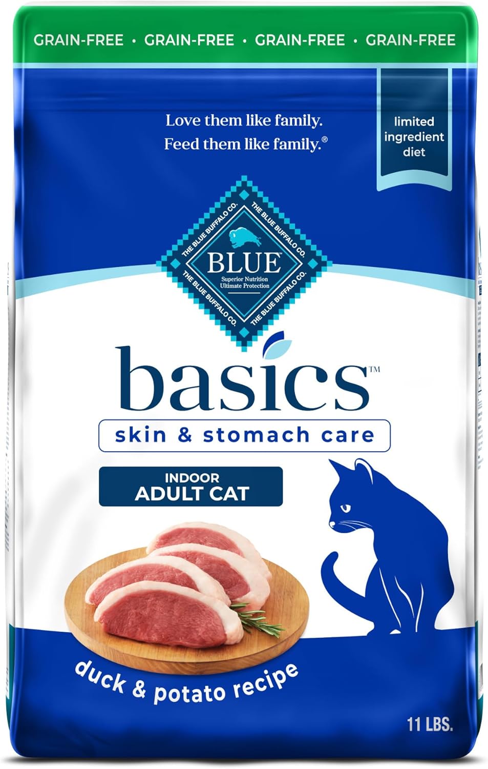 Blue Buffalo Basics Grain-Free Dry Cat Food for Skin & Stomach Care