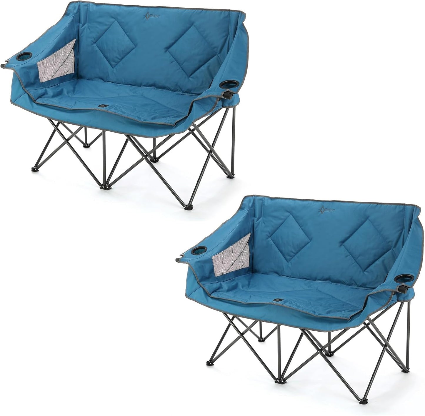 Portable Folding Double Duo Camping Chair Loveseat for Comfort