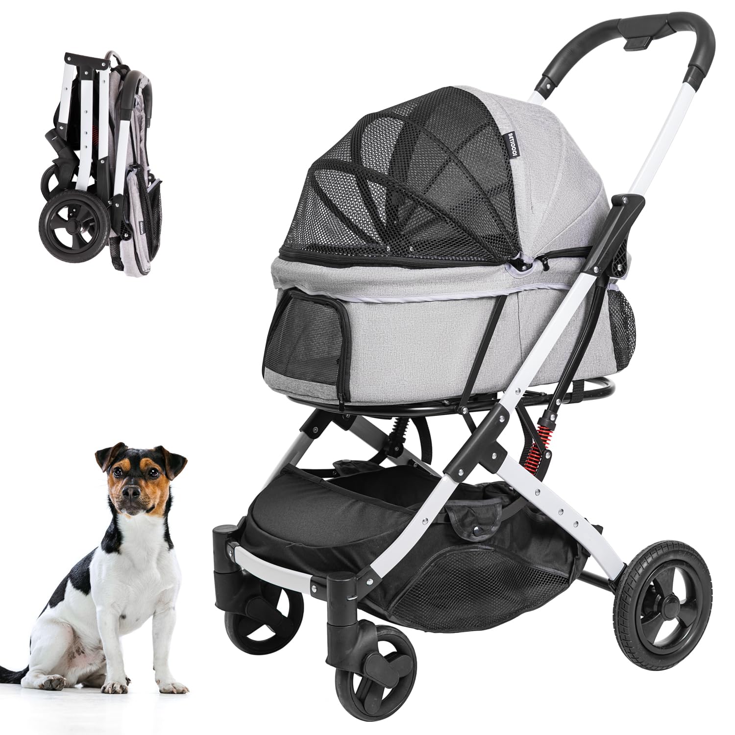 Pet Stroller for Medium Small Dog & Cat, Foldable Lightweight