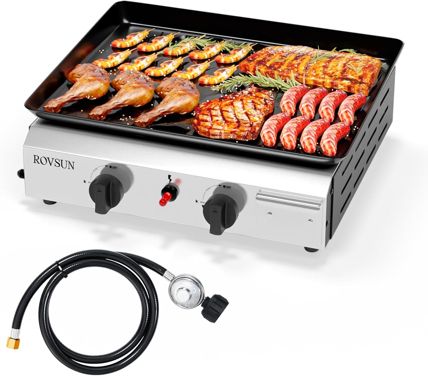 ROVSUN 2 Burner Portable Propane Griddle for Outdoor Cooking