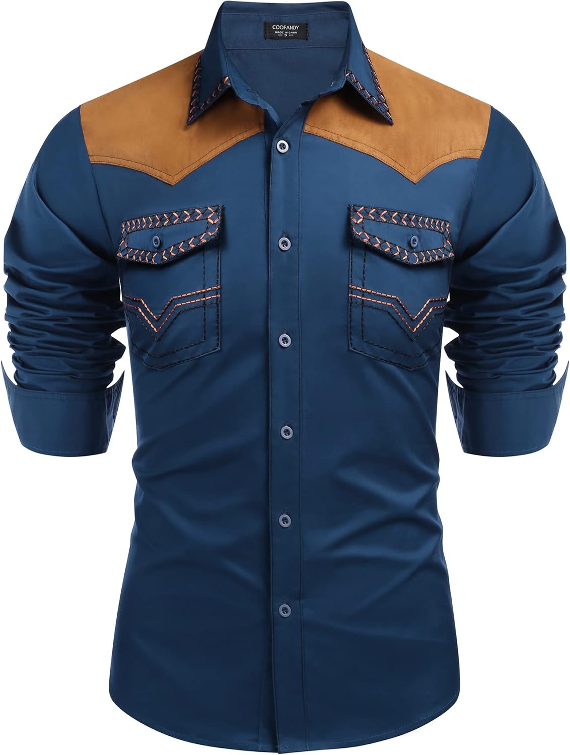 Stylish COOFANDY Men's Western Cowboy Shirt for Casual Wear