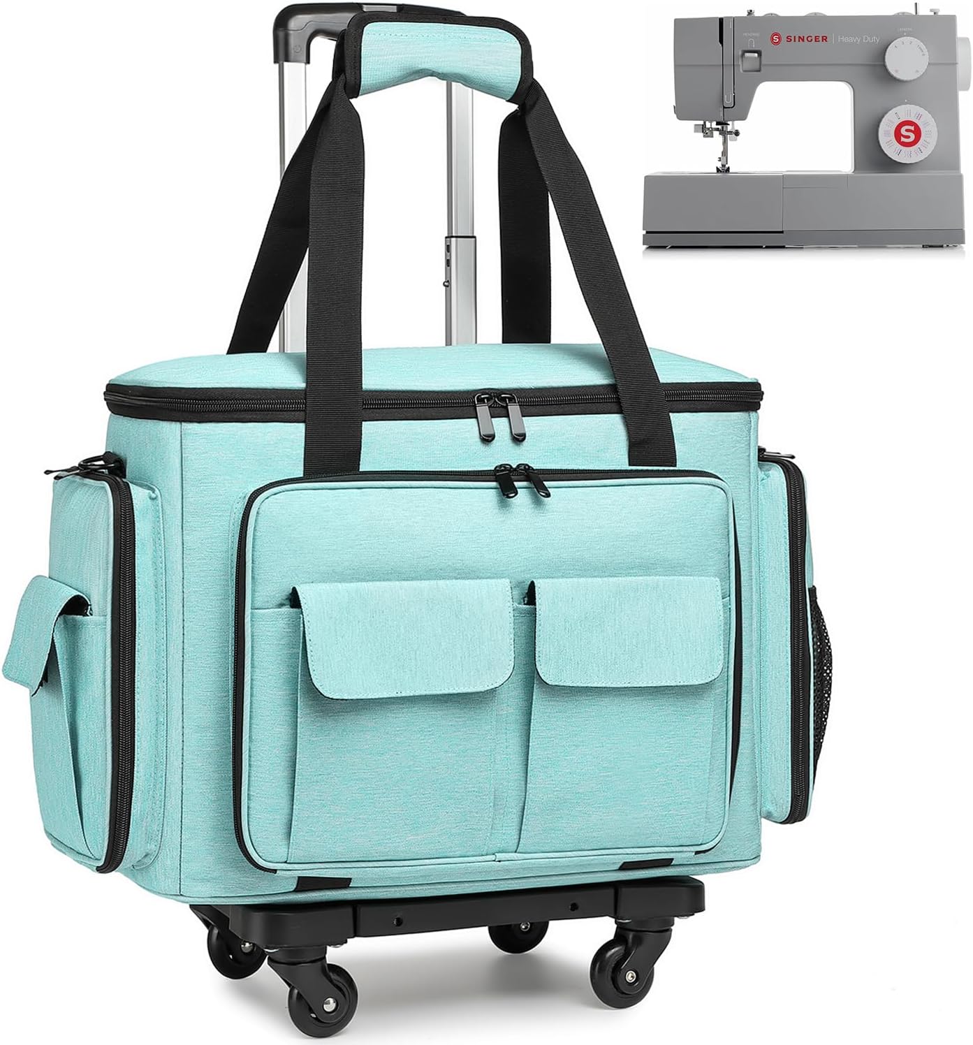 Rolling Sewing Machine Tote with Wheels for Easy Transport