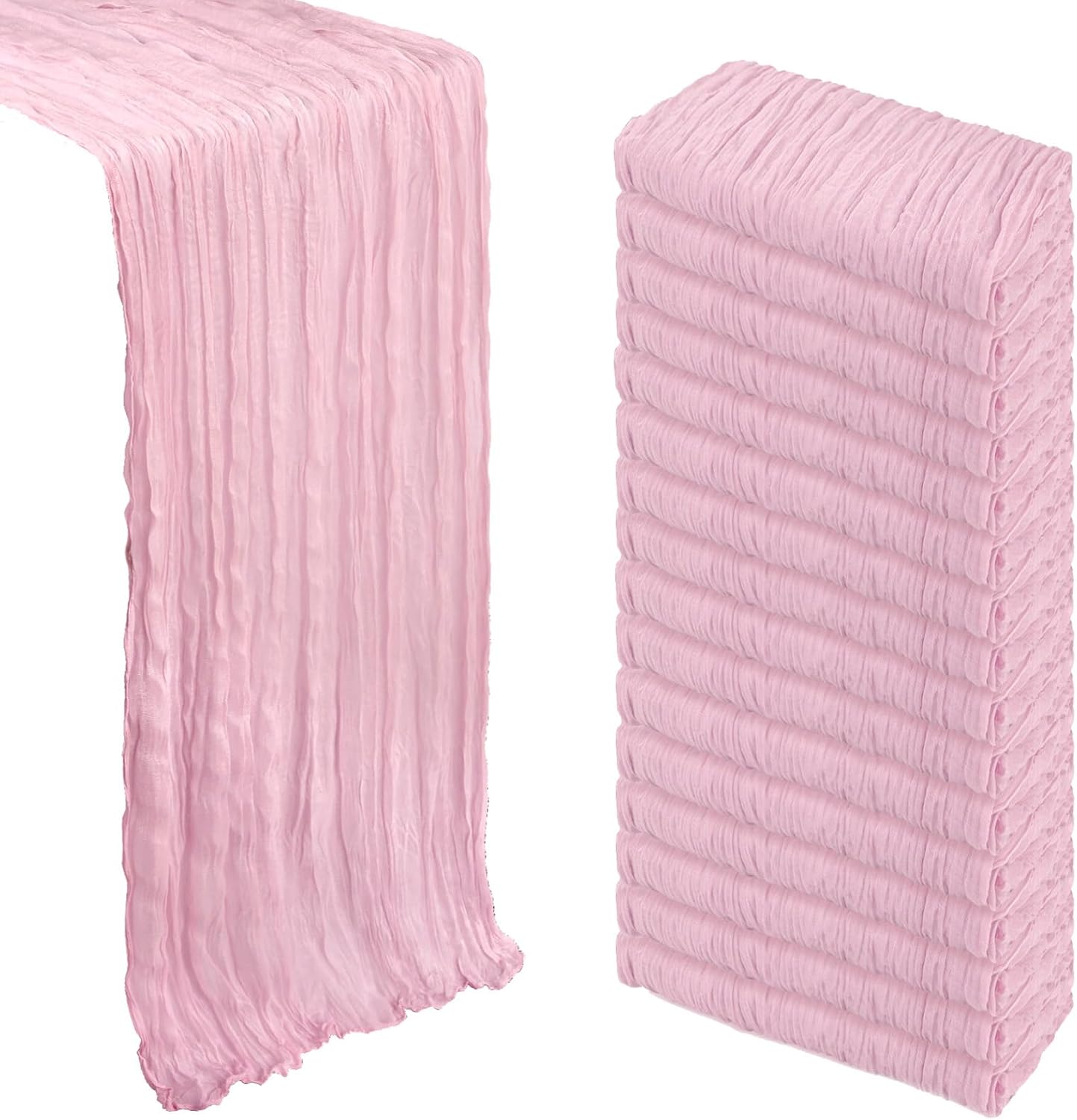 16 Pack Pink Cheesecloth Table Runner for Elegant Decor
