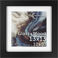 Frame Amo 13x13 Black Solid Wood Picture Frame with White Mat