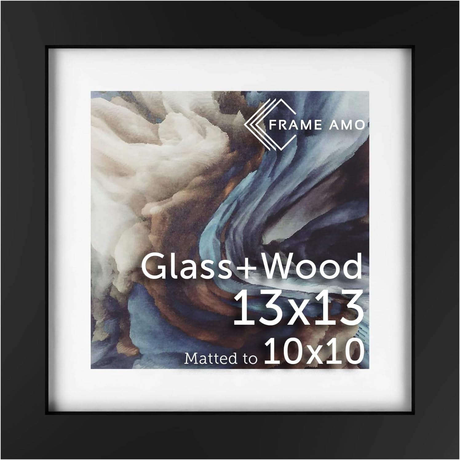 Solid Wood Picture Frame with White Mat for 10x10 Images
