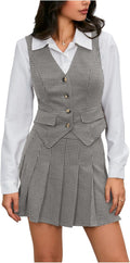 Milumia Women's Plaid Skirt Set Two-Piece Blazer and Pleated Mini