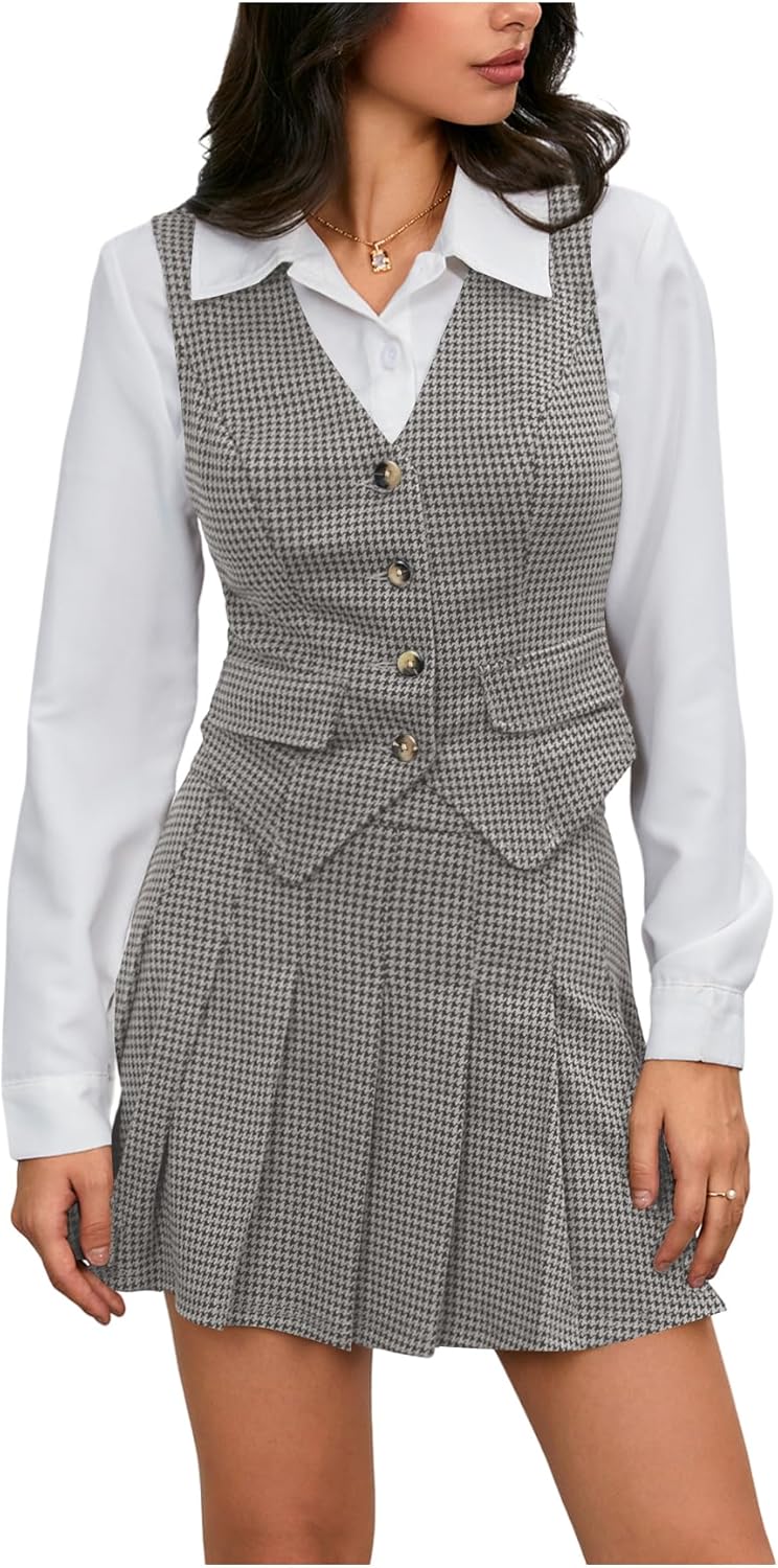 Milumia Women's Plaid Skirt Sets for Stylish Business Outfits