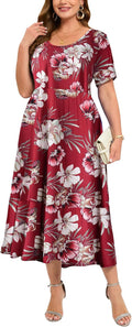 LARACE Plus Size Dresses for Women Summer Casual Short Sleeve Maxi