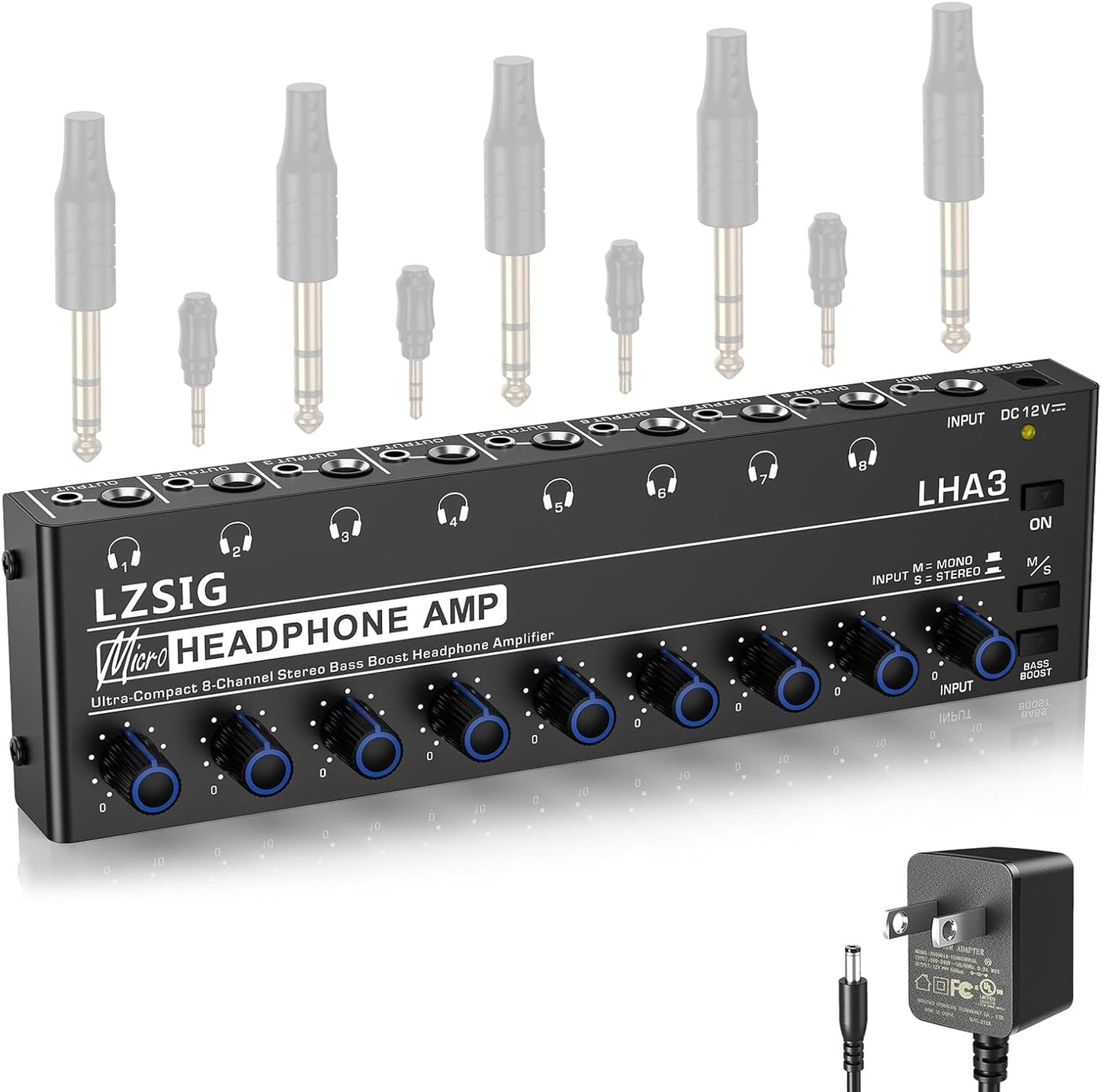 LZSIG 8 Channel Headphone Amplifier with Bass Boost Feature