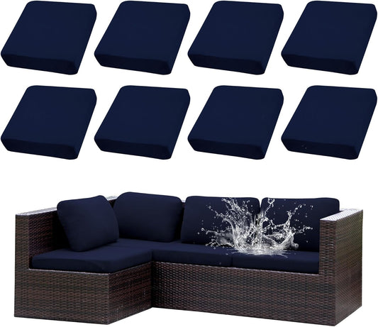 8Pcs Stretch Patio Cushion Covers for Outdoor Furniture Protection