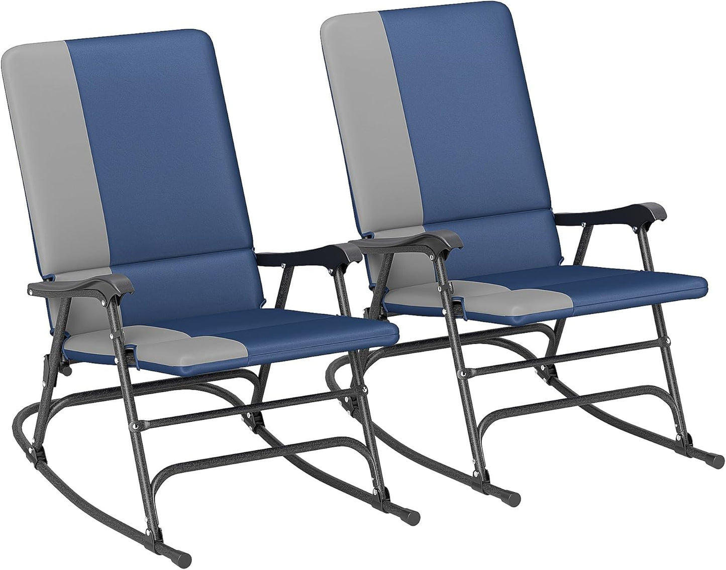 Outsunny Set of 2 Folding Rocking Chairs: 400 lbs. Capacity, Wide Seat, Padded Back