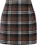Womens Plaid Skirt High Waisted Mini Wool Pencil Skirt - Classic Look
