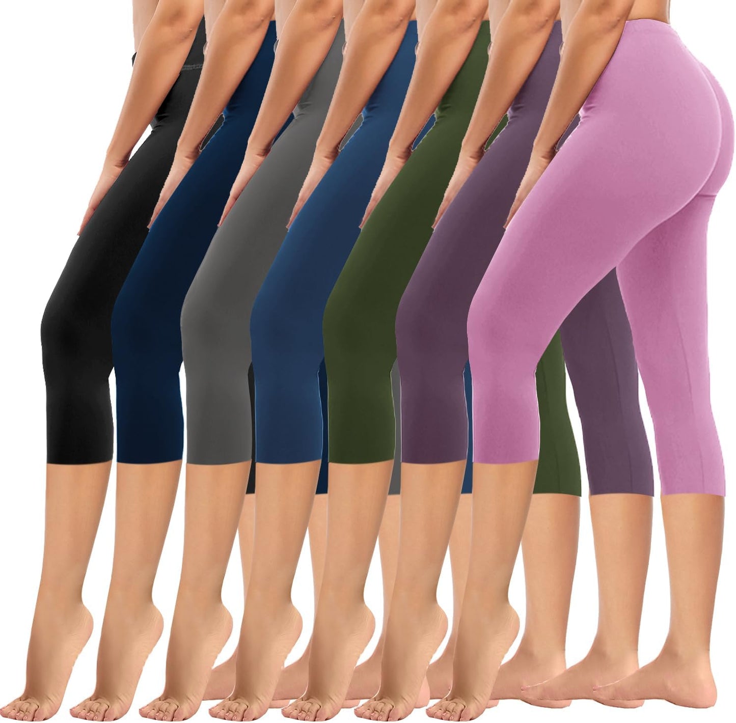 High Waisted Leggings for Women with Tummy Control - 7 Pack