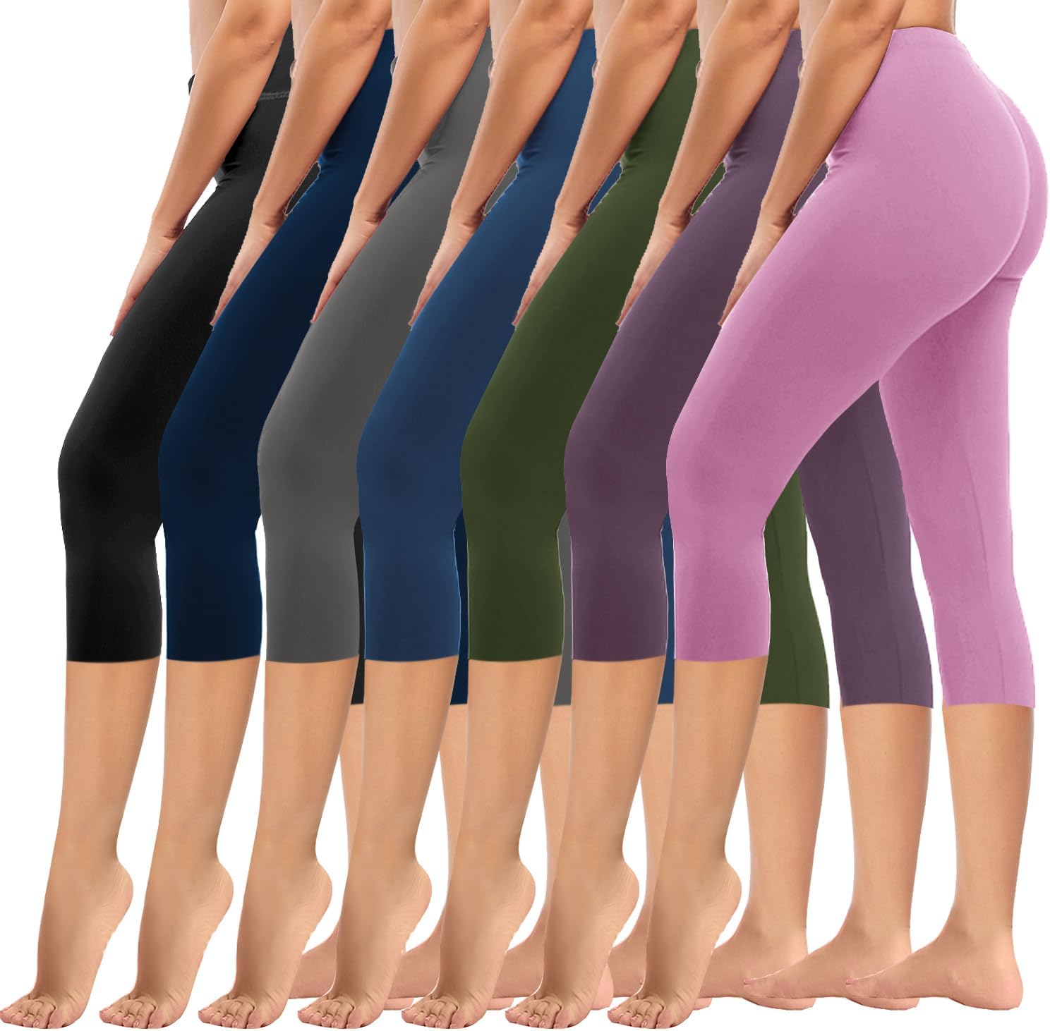 High Waisted Leggings for Women with Tummy Control - 7 Pack