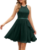 Women's Halter Ruffle A-Line Short Bridesmaid Dress - Summer Lace