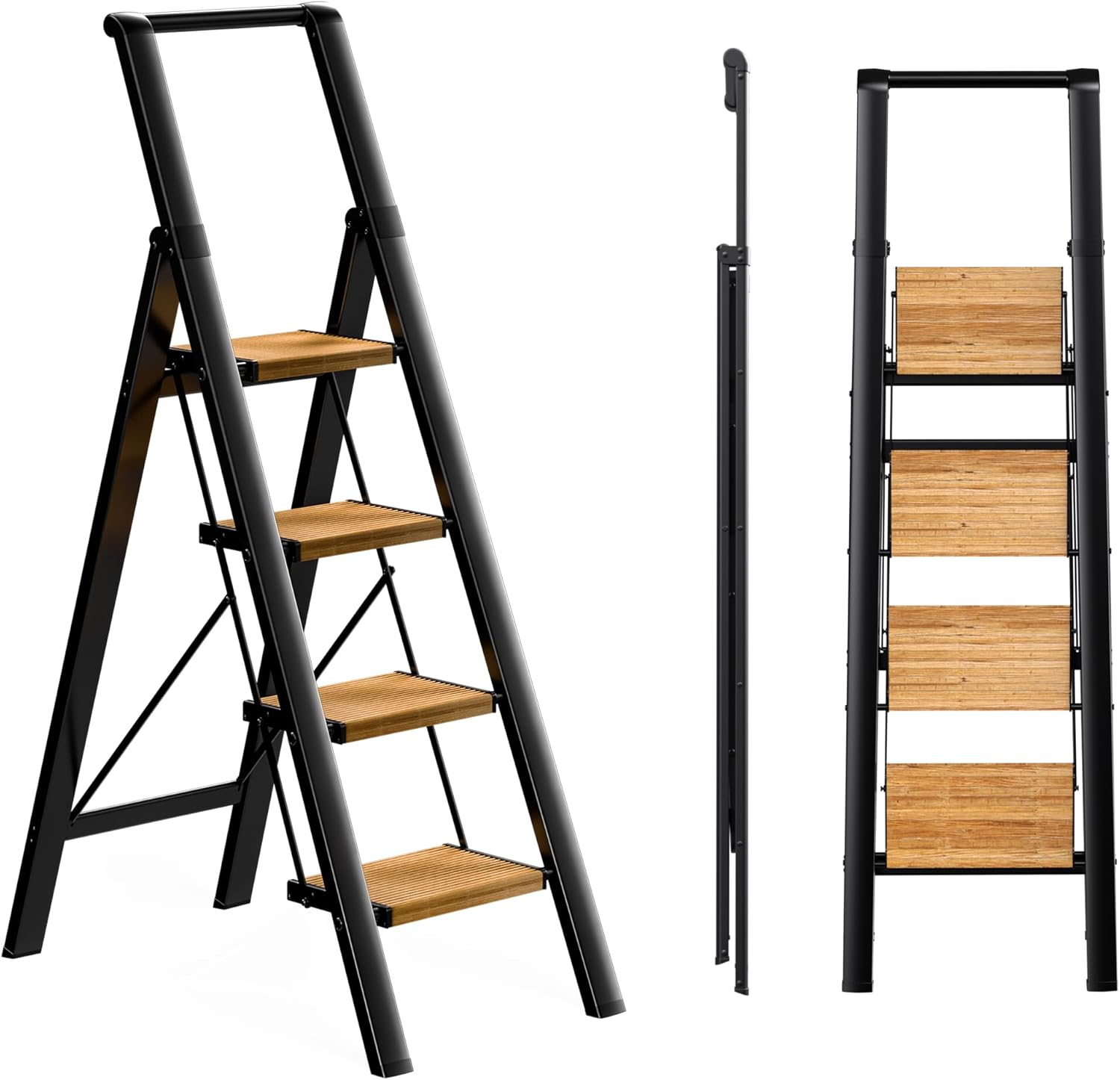 Step Ladder 4 Step Folding Stool with Anti-Slip Features
