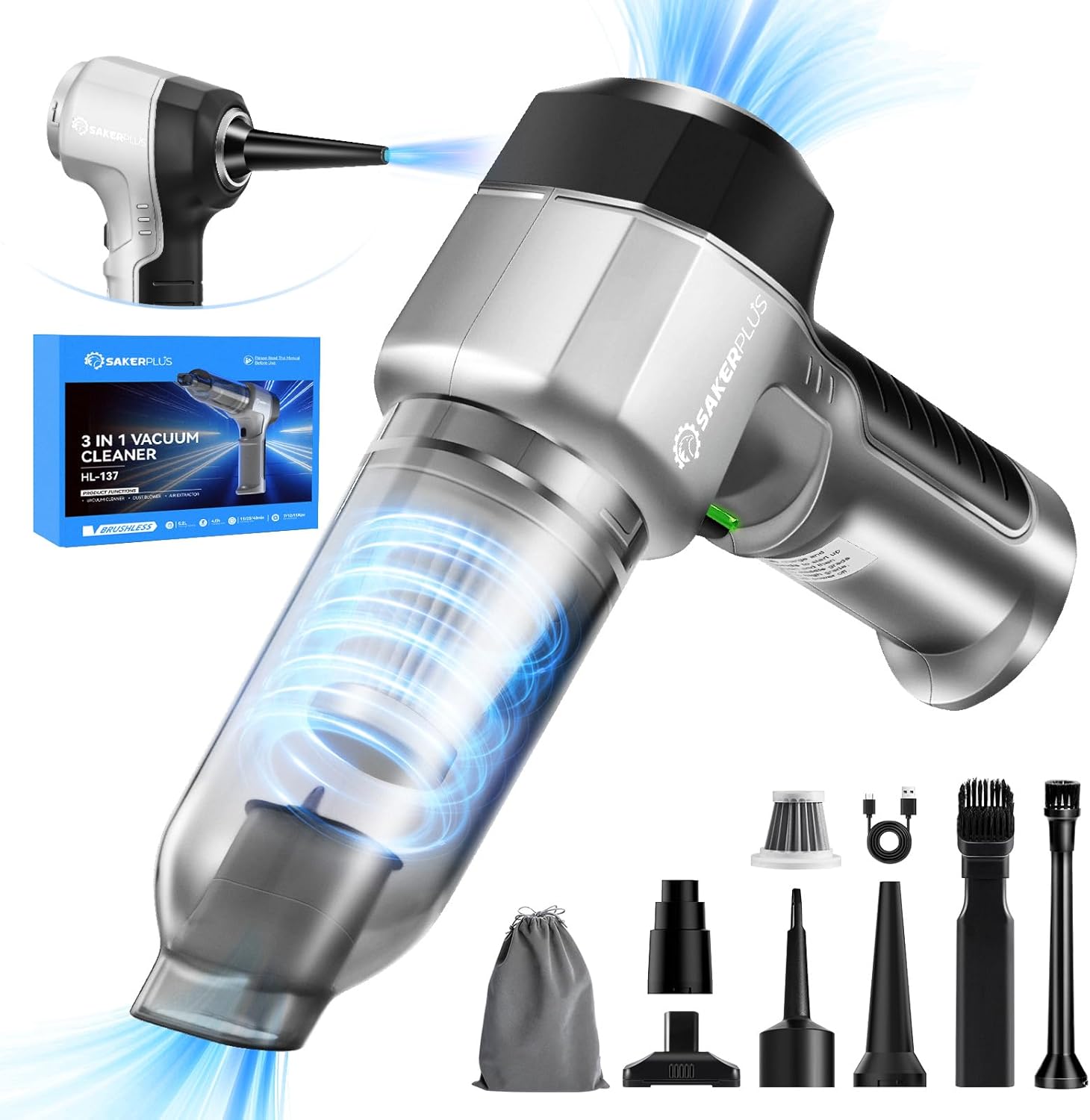 Powerful 3-in-1 Mini Car Vacuum - 15000PA Suction!