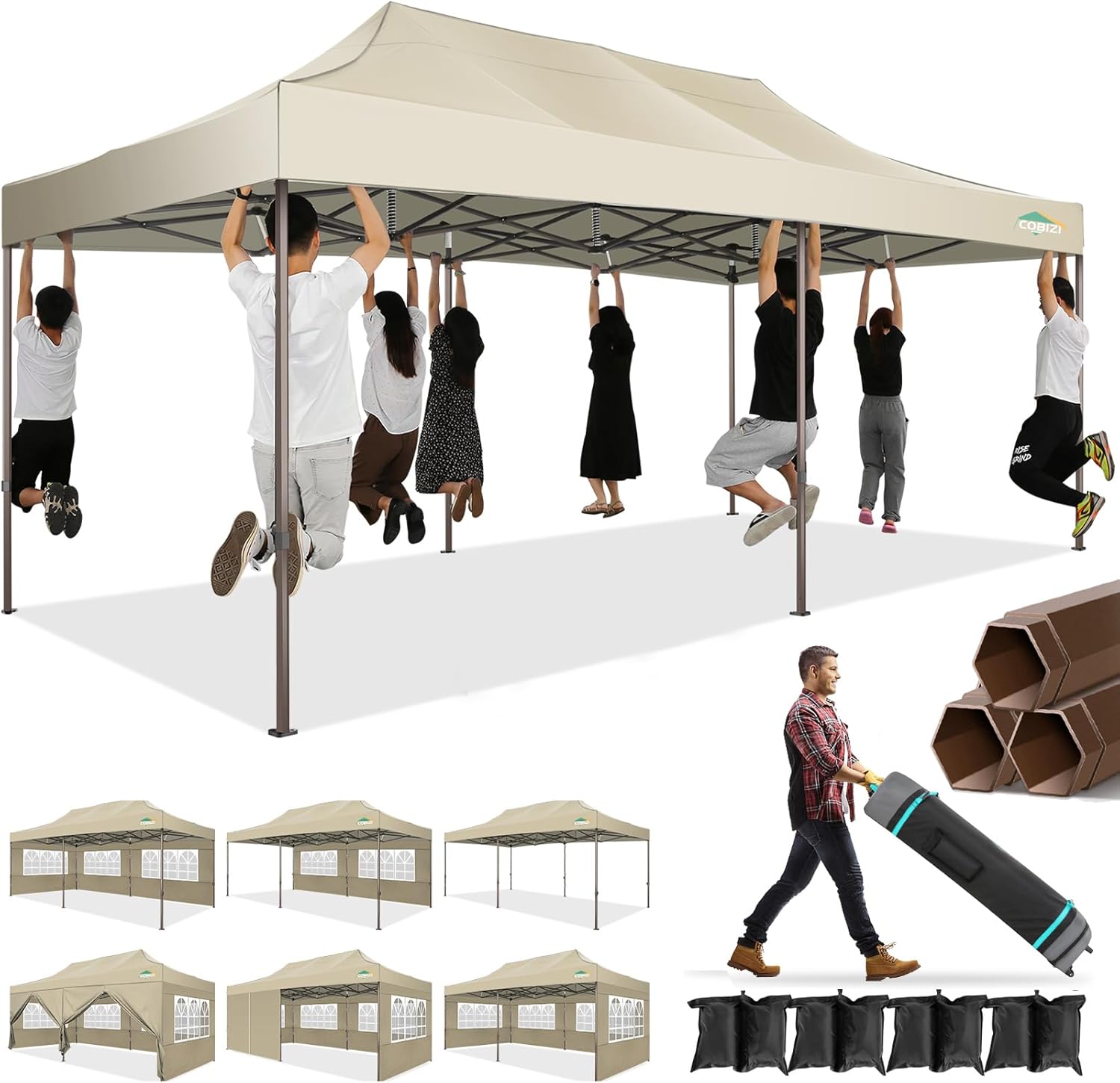 COBIZI Heavy Duty 10x20 Pop Up Canopy - All Weather Protection